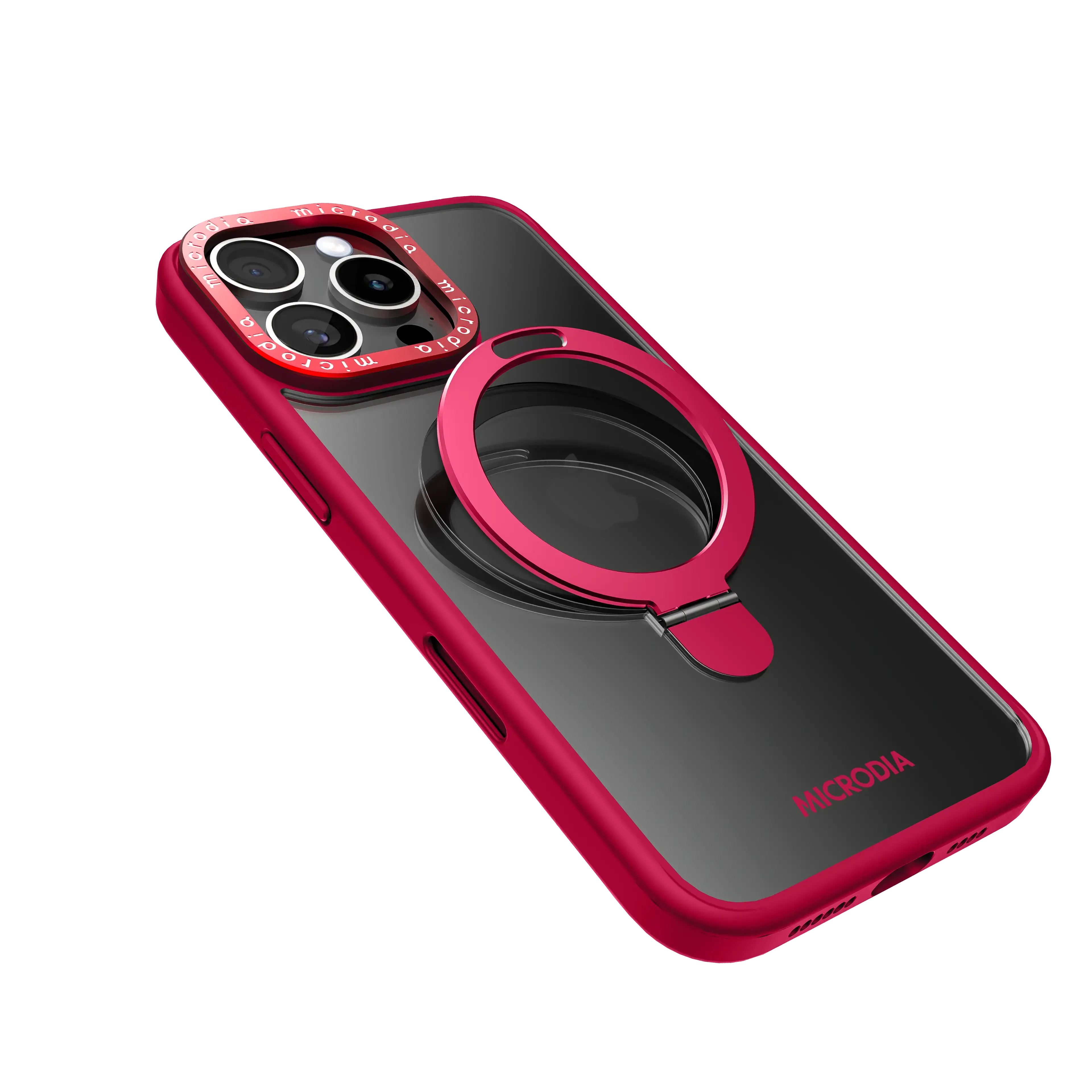 CRYSTAL RING Matte Protective iPhone 16 Pro & Max Case with Kickstand - Ruby Fusion