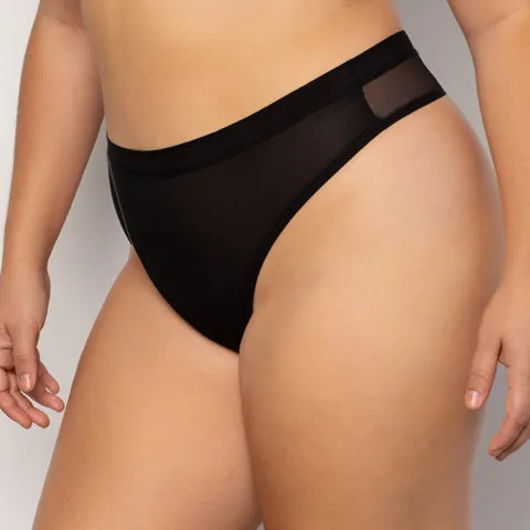 Curvy Couture Sheer Mesh Thong Black