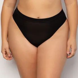 Curvy Couture Sheer Mesh Thong Black