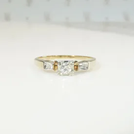 Dainty Retro Diamond & Two-Tone Gold Engagement Ring