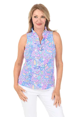 Dazzling Paisley UPF50  Ruffle Sleeveless Top