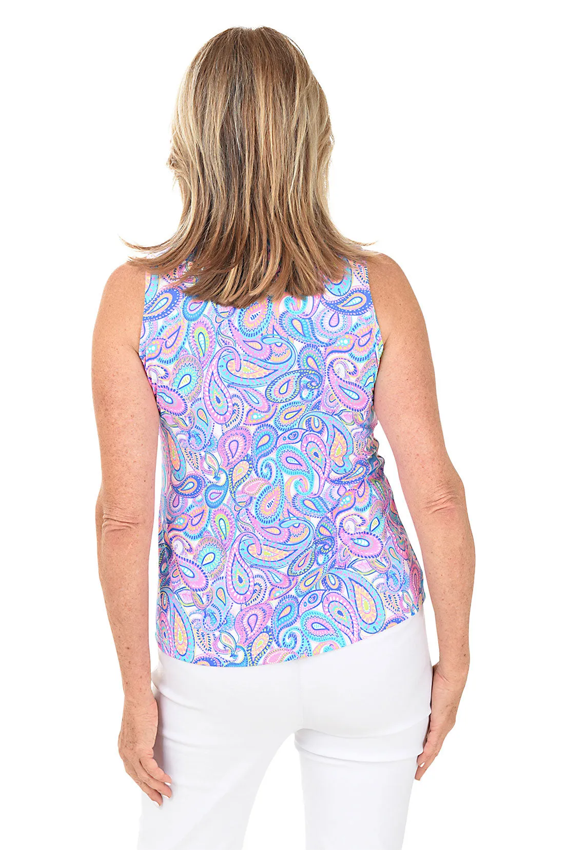 Dazzling Paisley UPF50  Ruffle Sleeveless Top