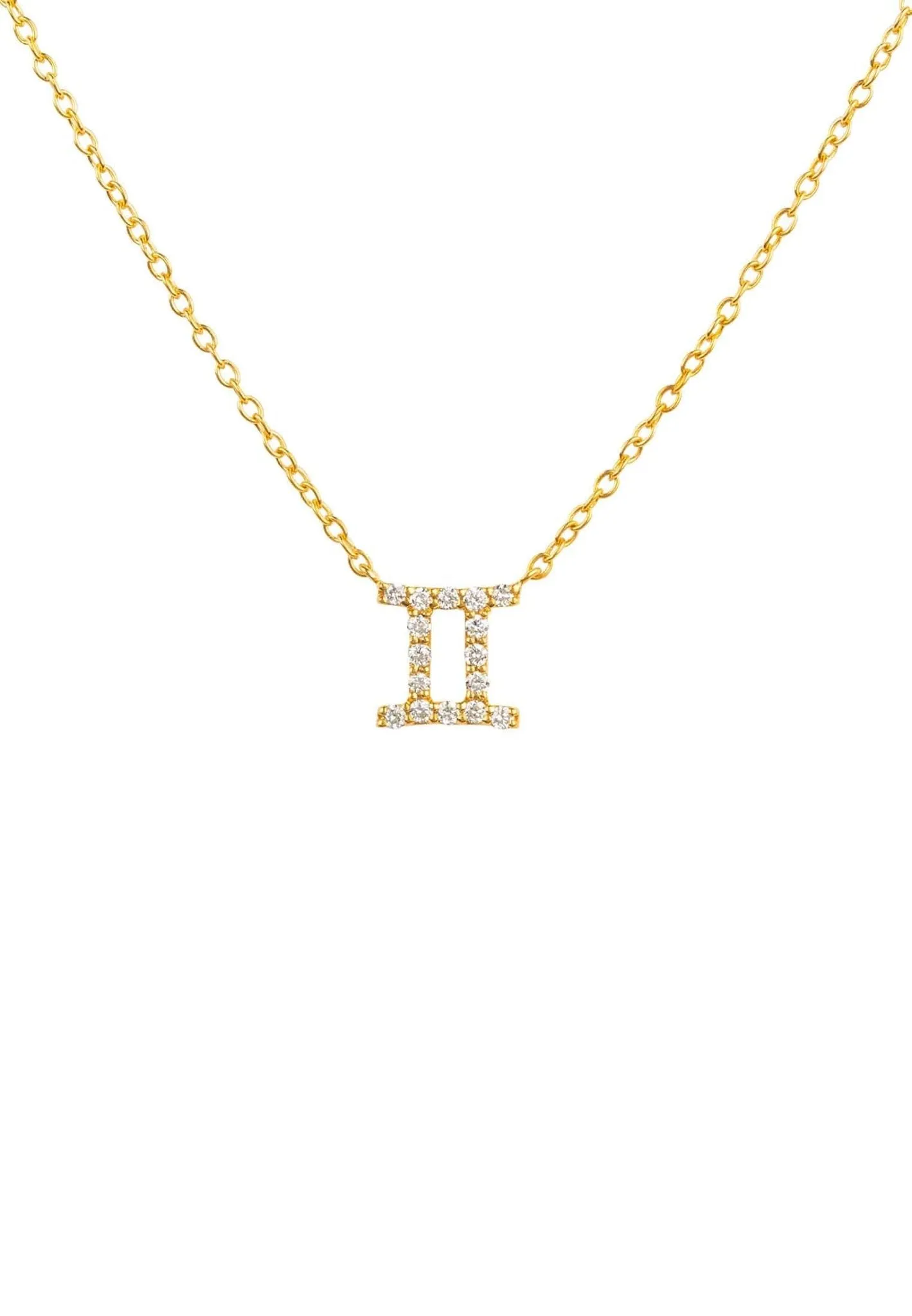 Diamond Zodiac Necklace Gold Gemini