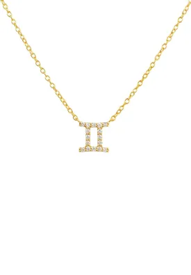 Diamond Zodiac Necklace Gold Gemini