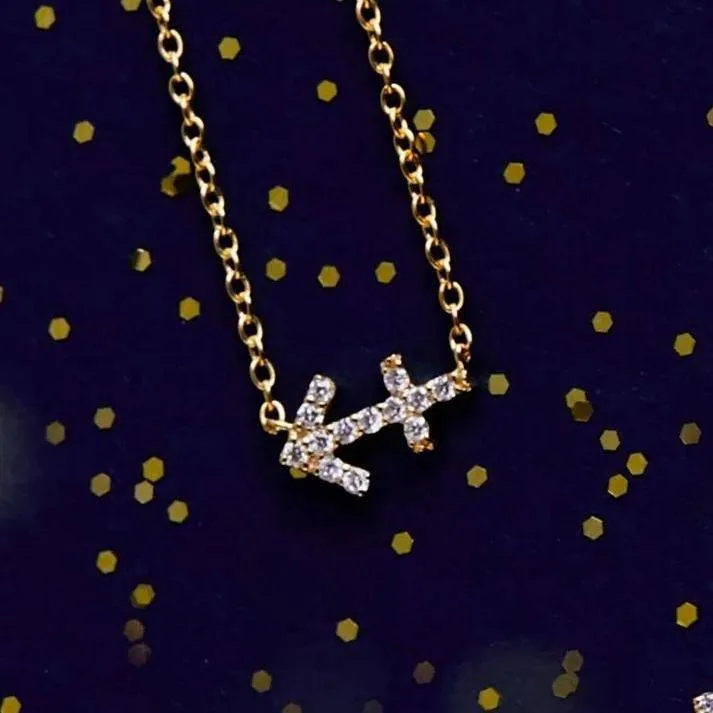 Diamond Zodiac Necklace Gold Sagittarius