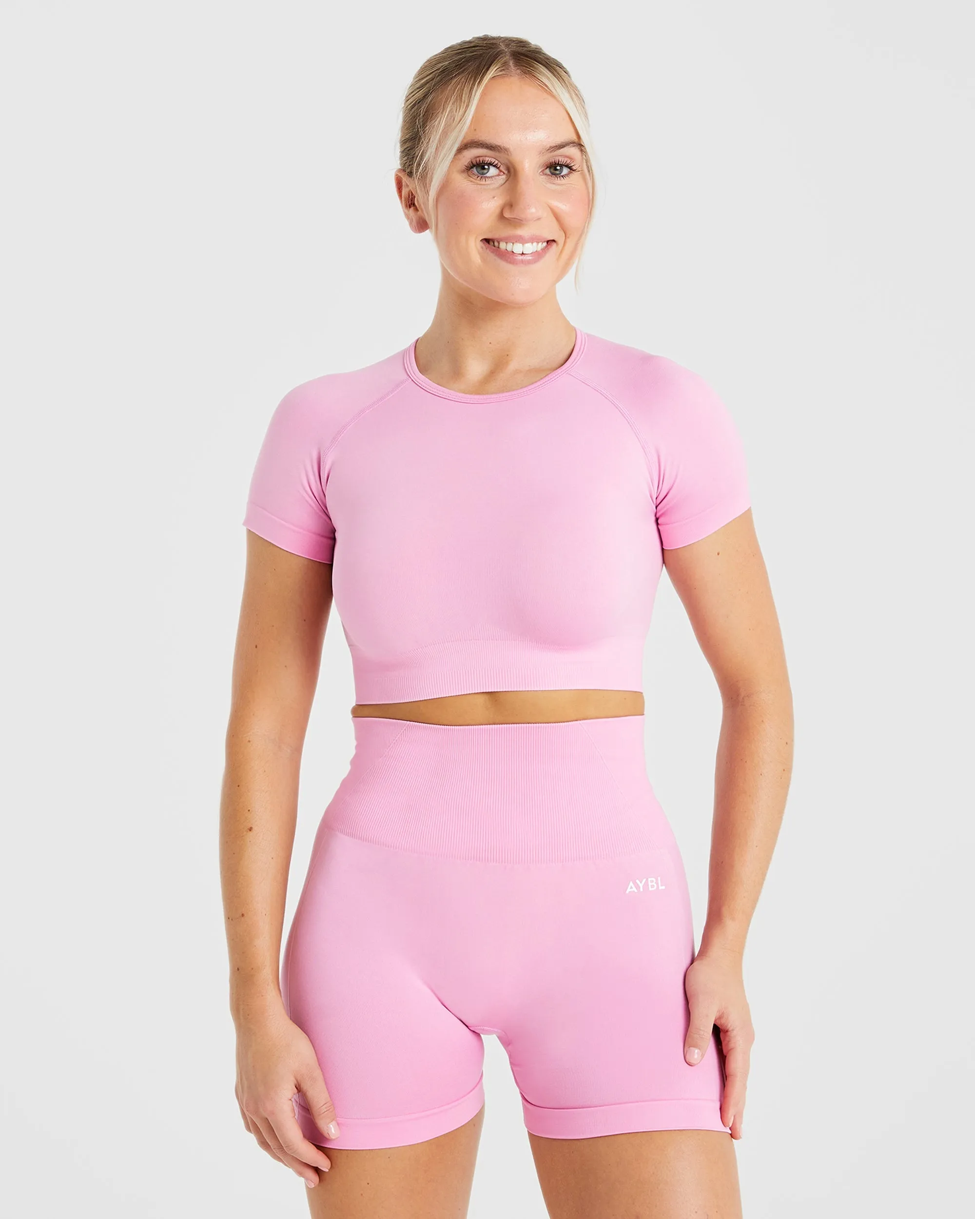 Empower Seamless Crop Top - Baby Pink