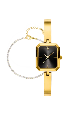 Ethereal Watch & Sparkling Bracelet Set Gold