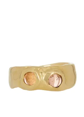 Felt Ring in Brass - Peach & Pink