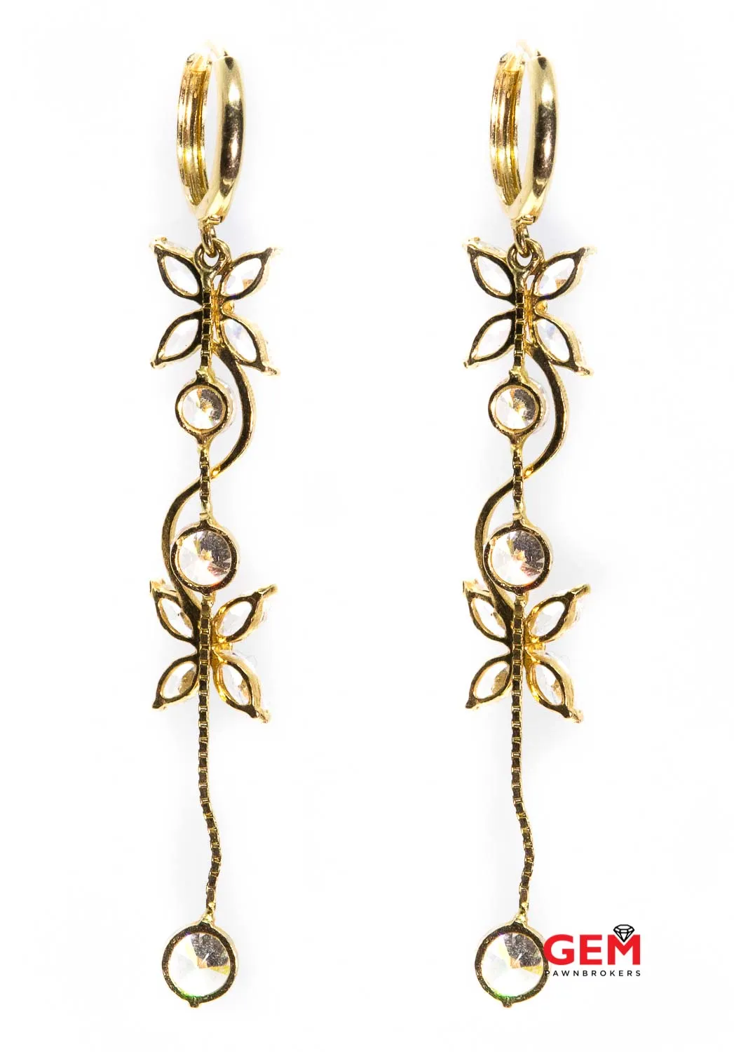 Floral Drop Snap Back 14Kt Yellow Gold 585 Earrings