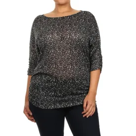 Floral Print 3/4 Sleeve Top Plus Size