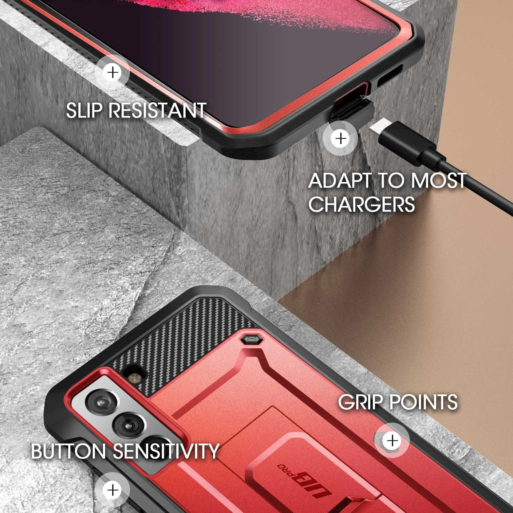 Galaxy S21 Plus Unicorn Beetle Pro Rugged Case-Metallic Red