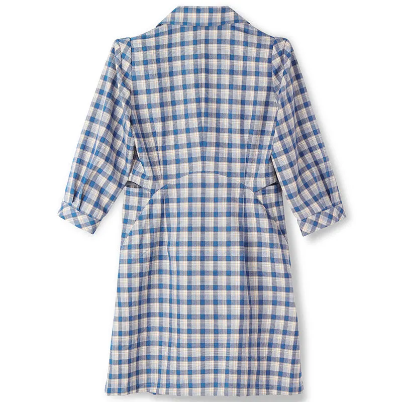 Gathered Waist Plaid Mini Dress