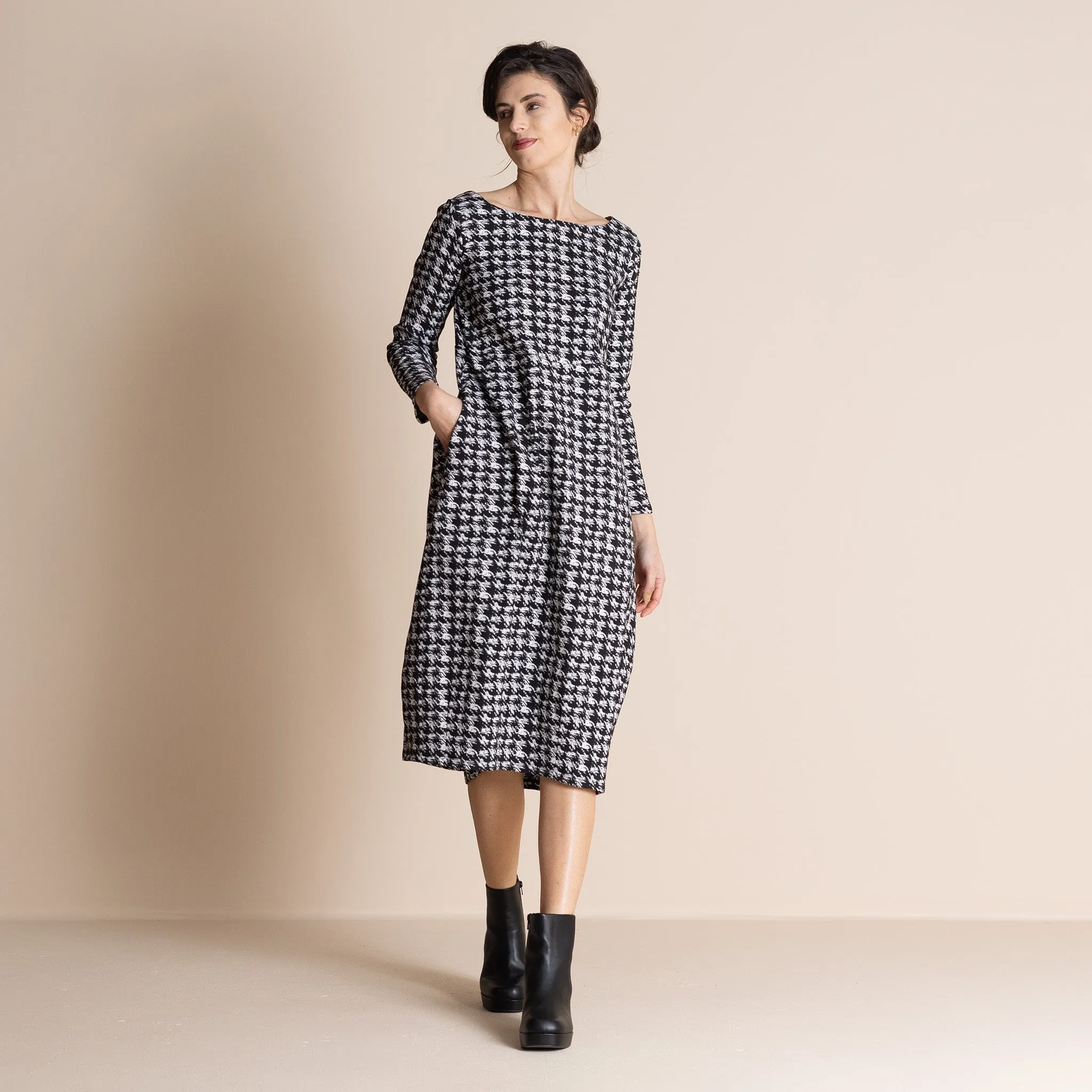 gisette houndstooth romance dress