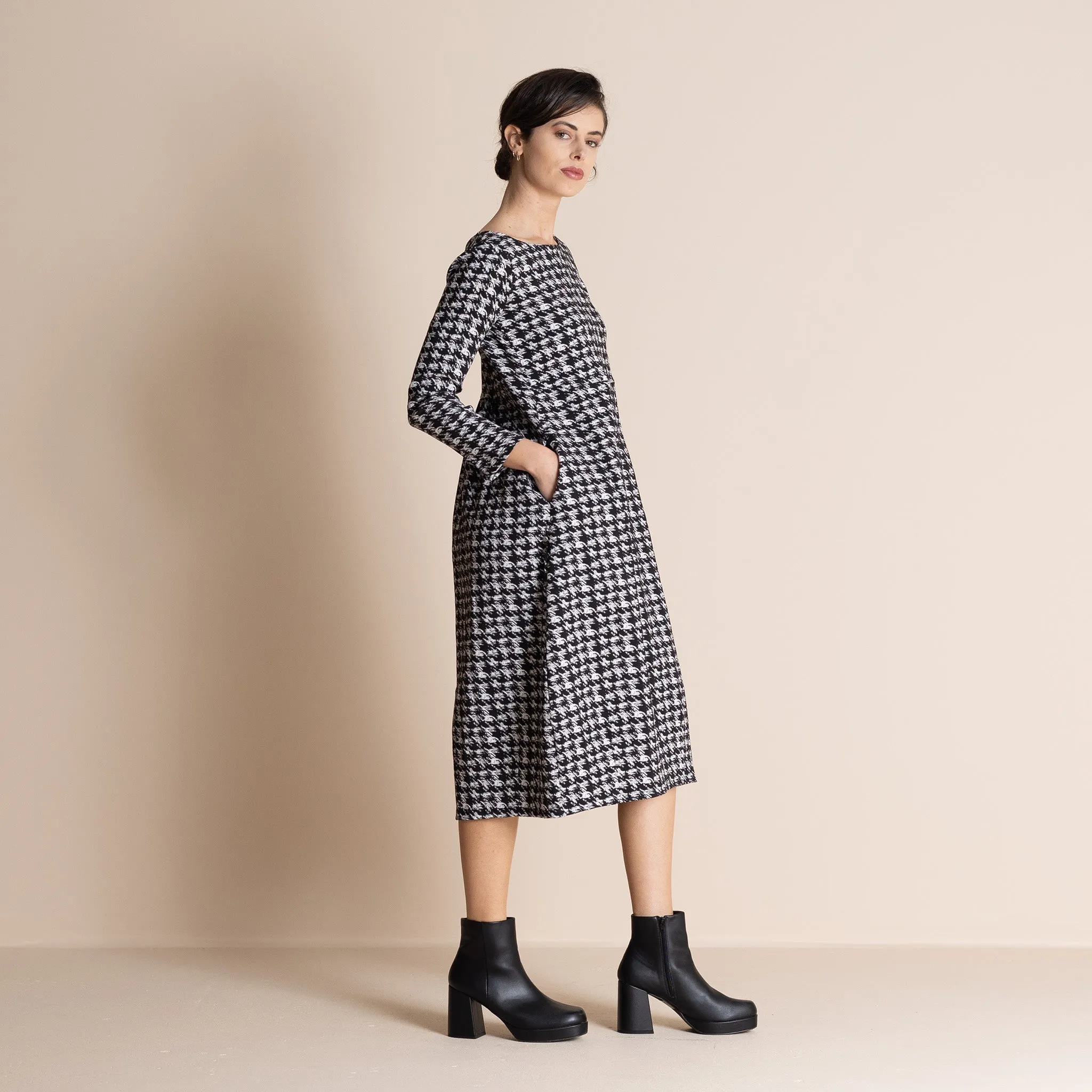 gisette houndstooth romance dress