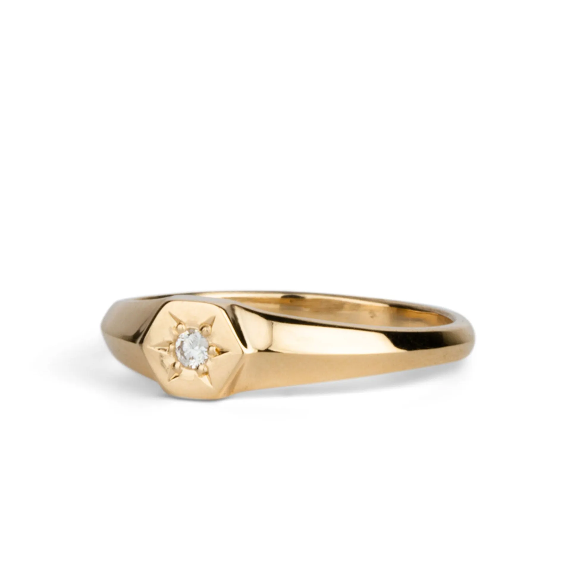 Gold & Diamond Star Astra Signet Ring