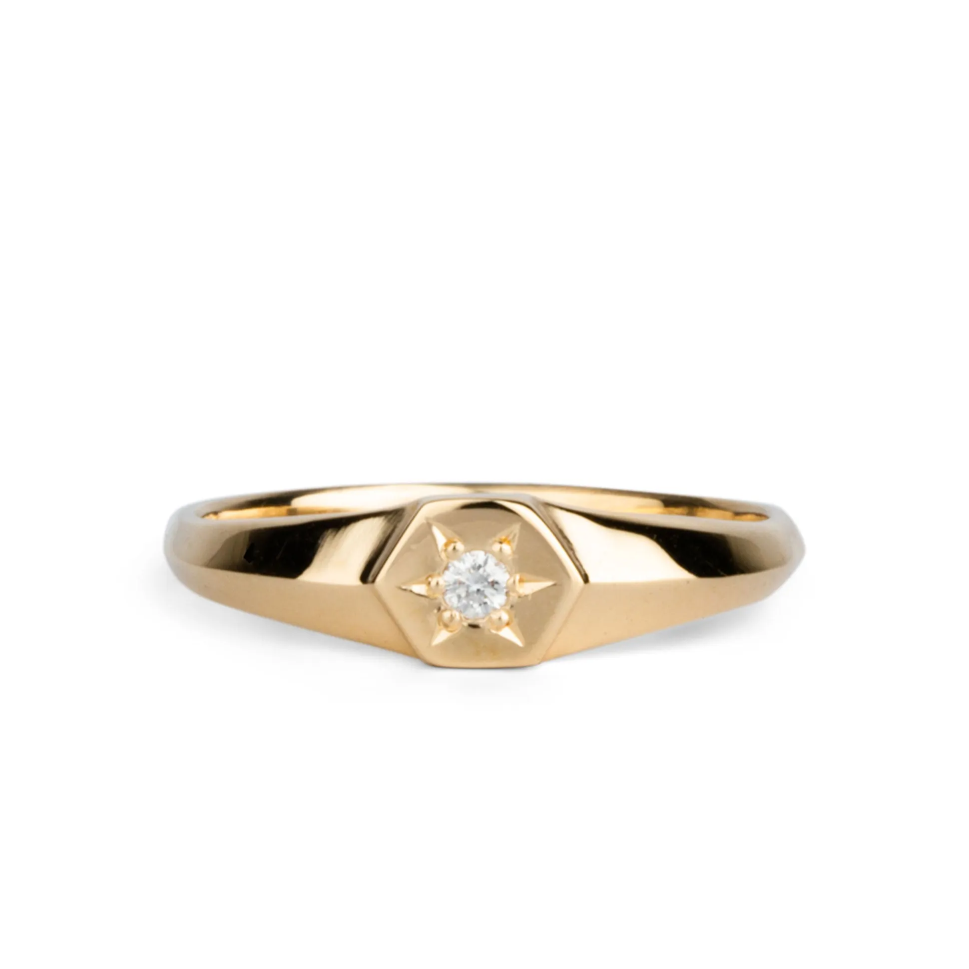 Gold & Diamond Star Astra Signet Ring