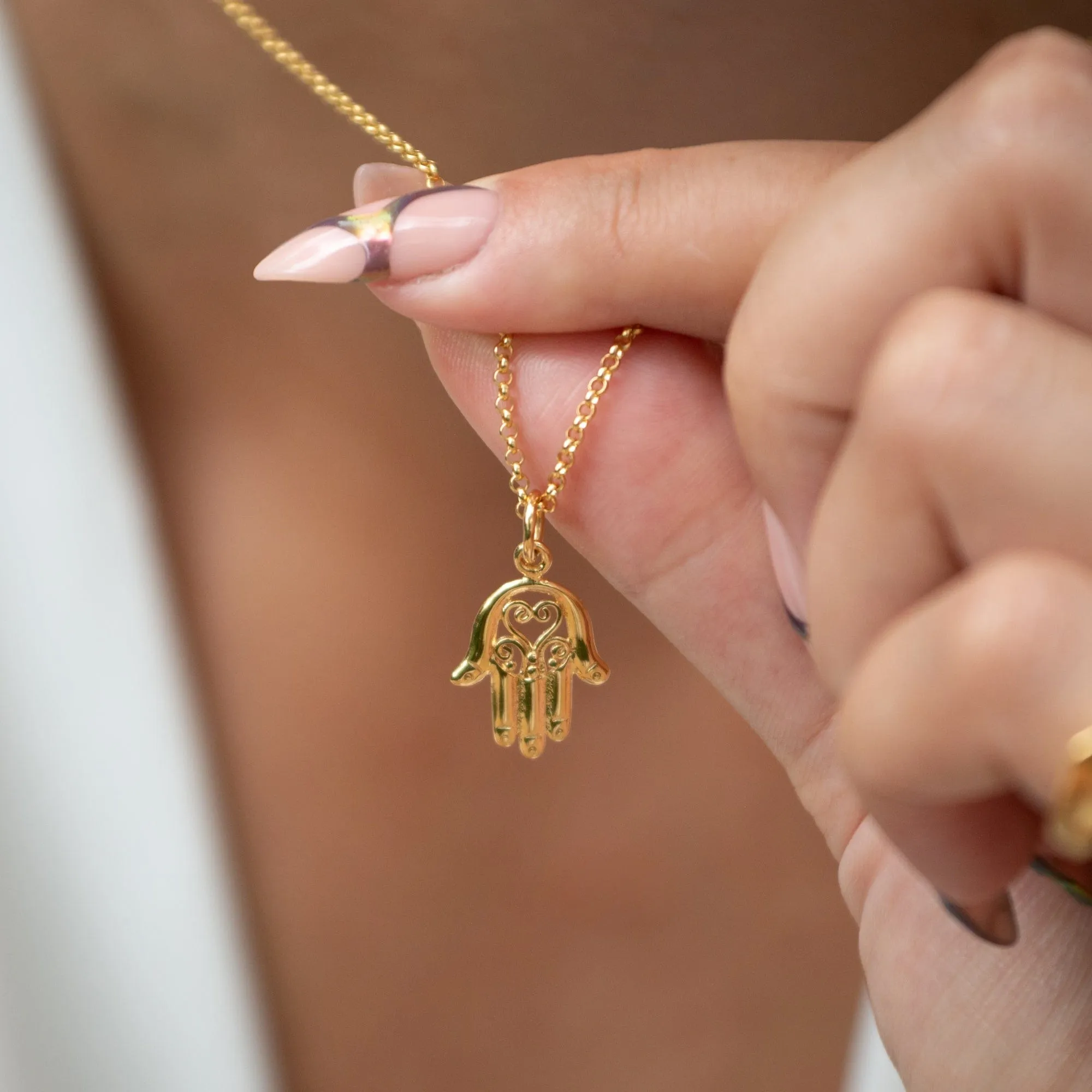 Gold Plated Fatima Hand Necklace