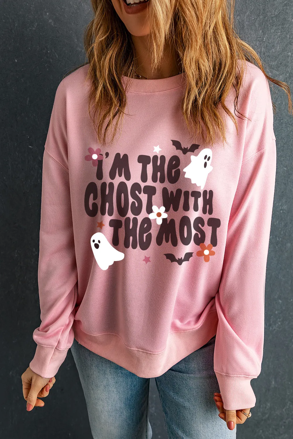 Graphic Round Neck Long Sleeve Sweatshirt