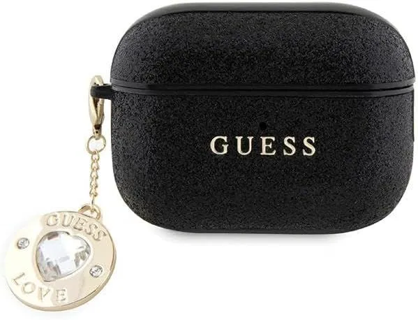 Guess Fixed Glitter Heart Diamond Charm Case for Airpods 2 Pro Black - GUAP2PGEHCDK