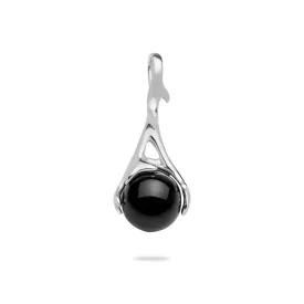 Heritage Black Coral Pendant in White Gold - 25mm