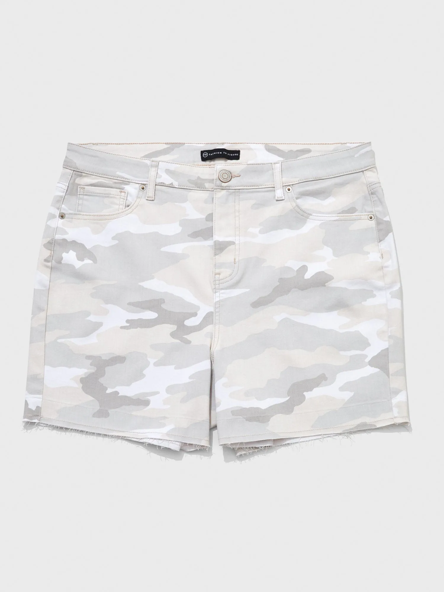 High-Rise White Camo Shorts