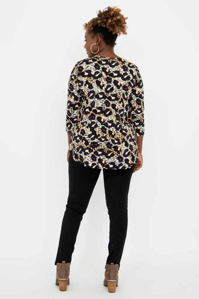 Jackie 3/4 Top, Leonine, Bamboo