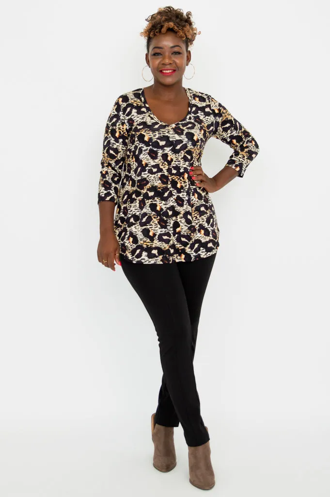 Jackie 3/4 Top, Leonine, Bamboo