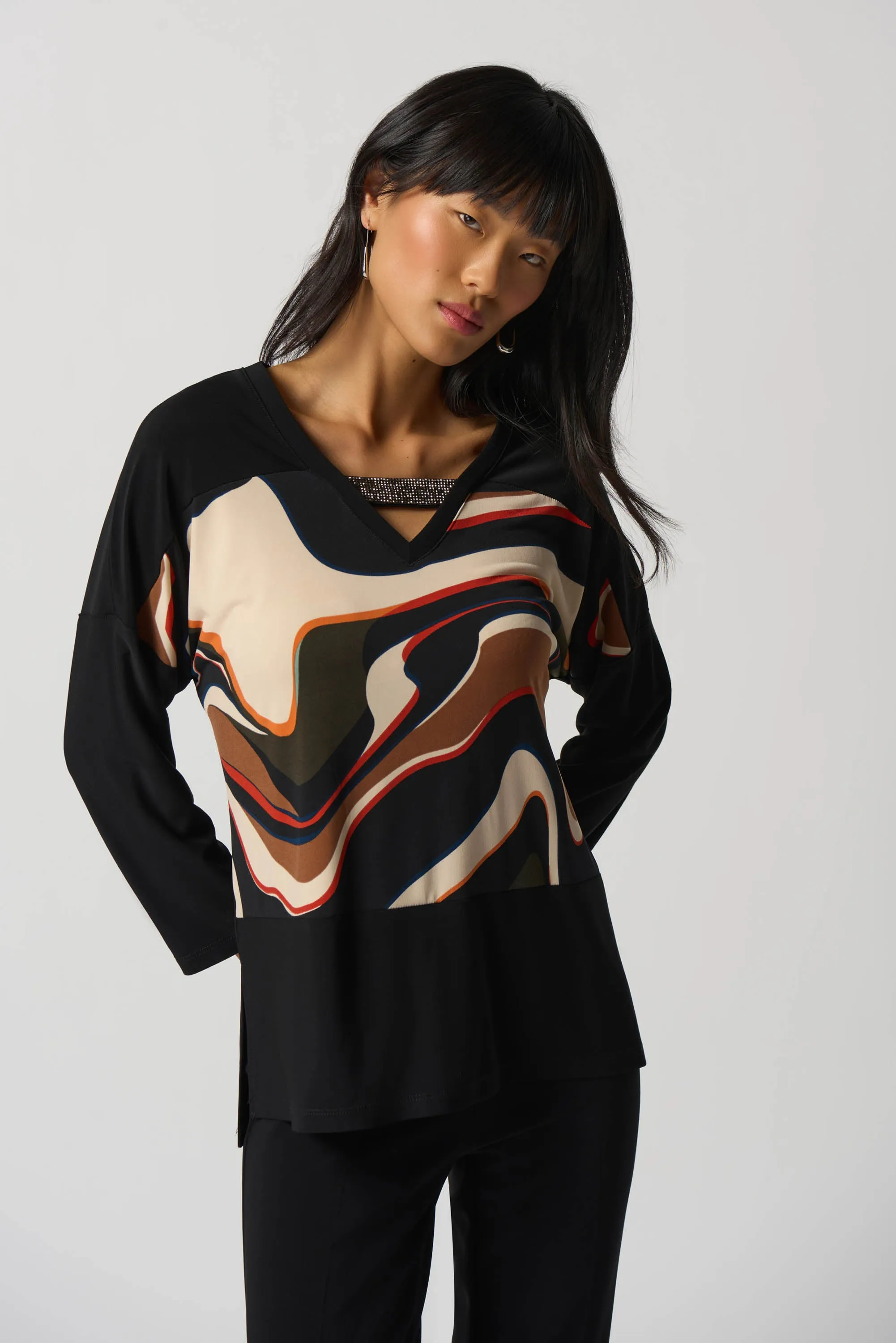 Joseph Ribkoff Black/Multicolour Top Style 233116-178