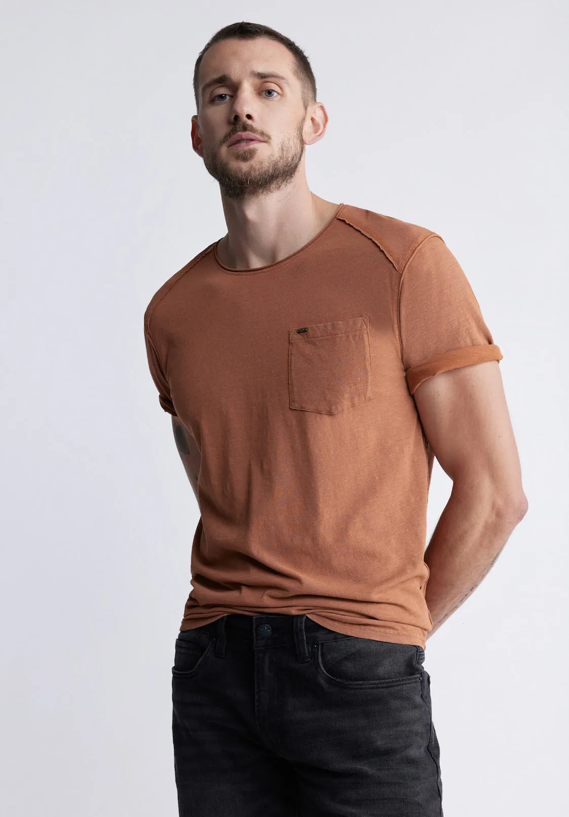 Kamizo Men's Pocket T-shirt in Mocha Brown - BM24346