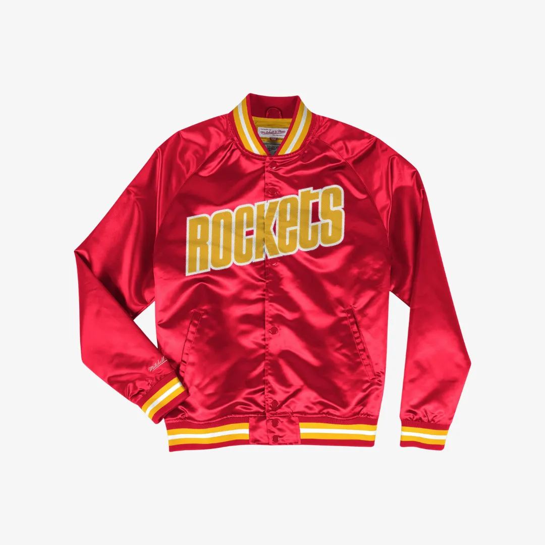 kids mitchell & ness rockets lightweight satin jacket (red/yellow)