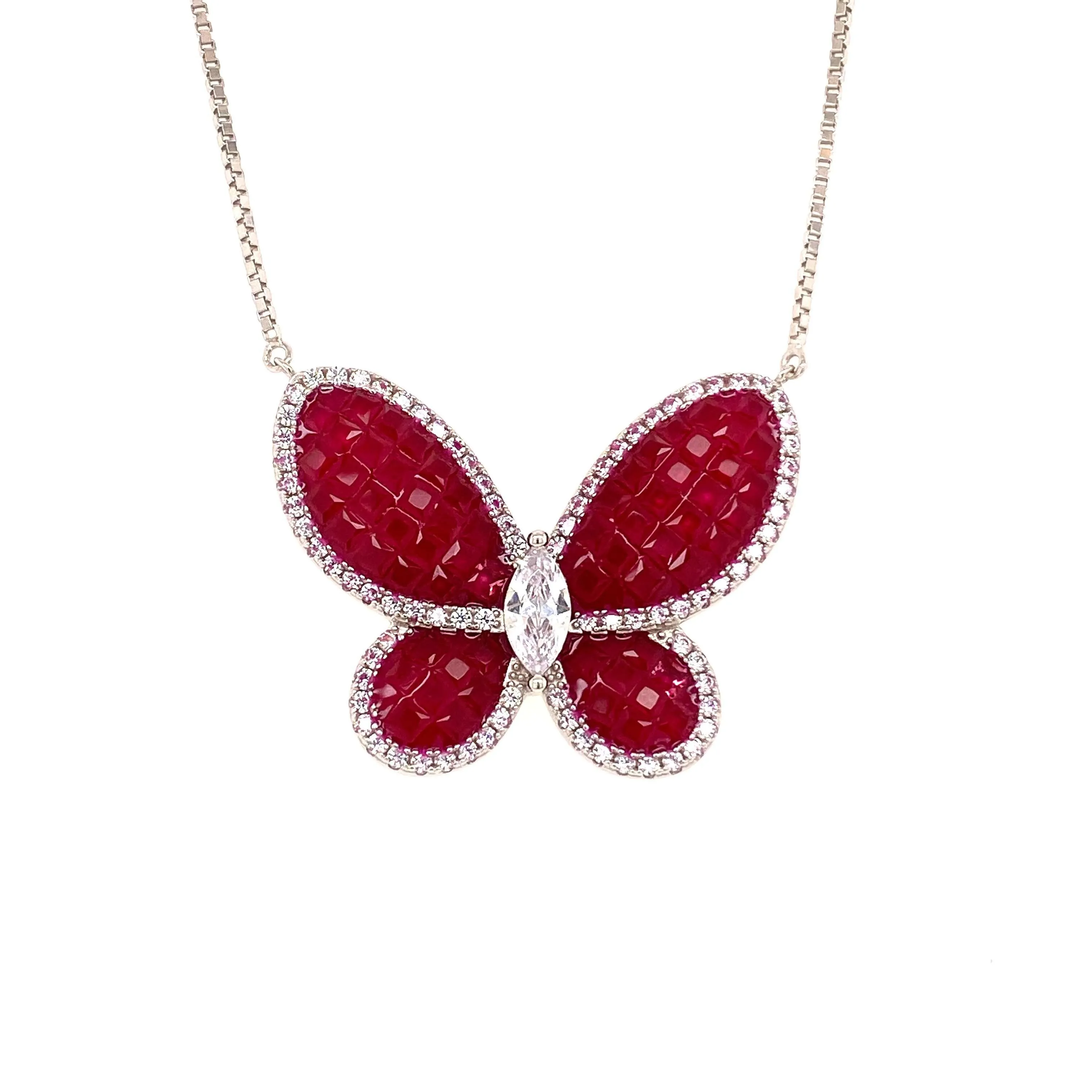 Large Butterfly Pendant With High Quality Colored CZ Stones