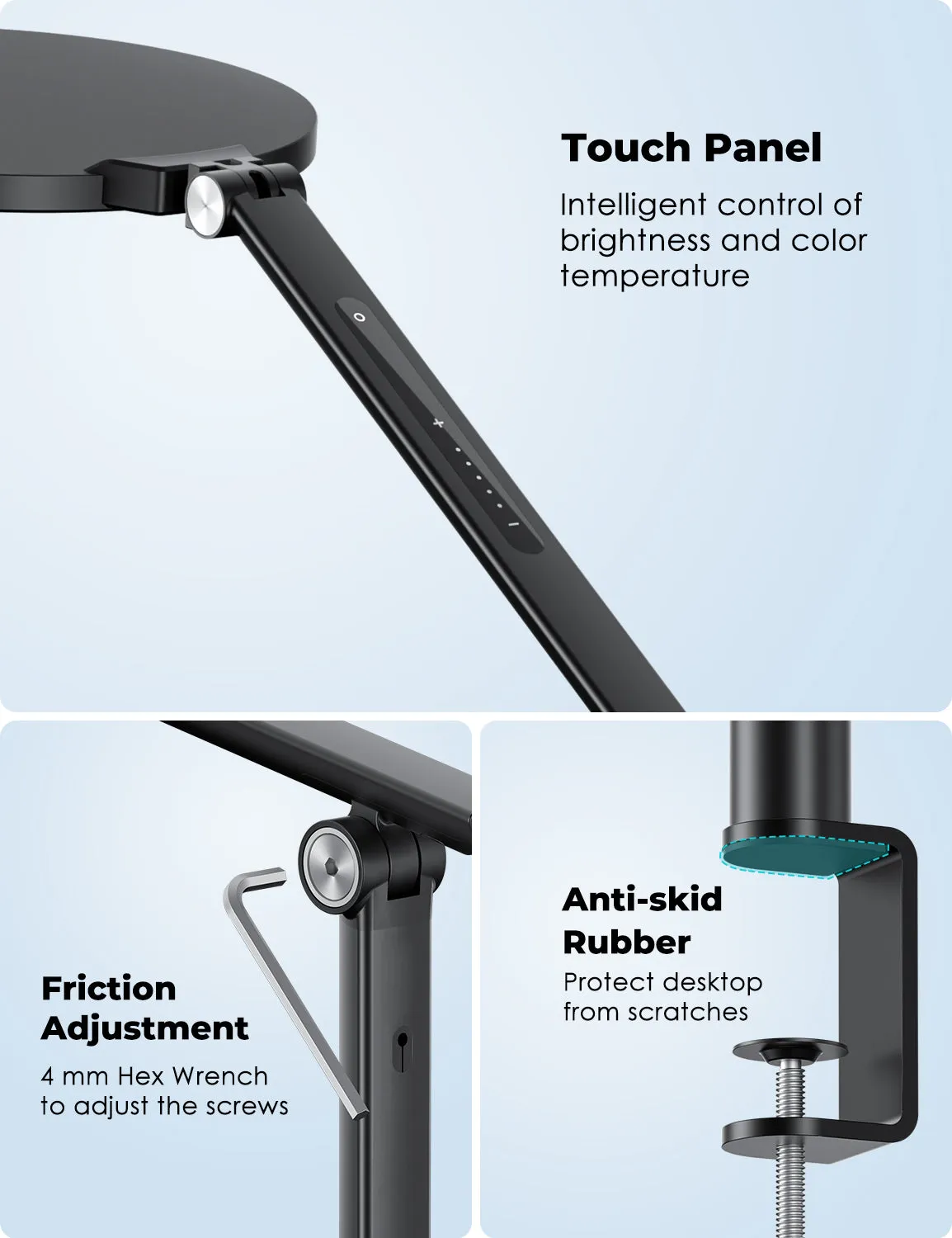 LED Desk Lamp 7'' with Clamp, Swing Arm (LT-1C)