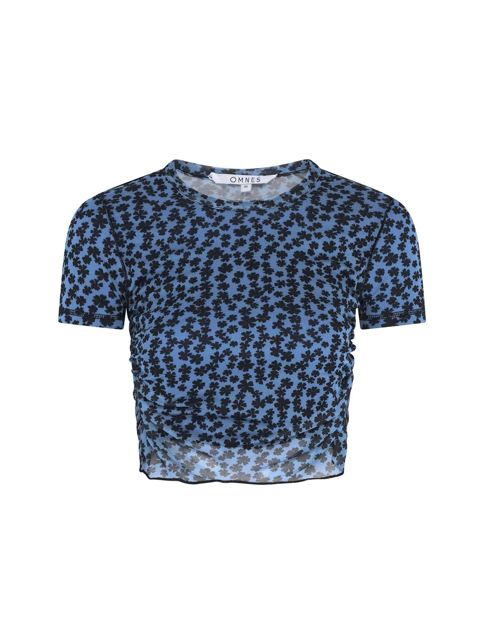 Macaroon Printed Mesh Top in Blue