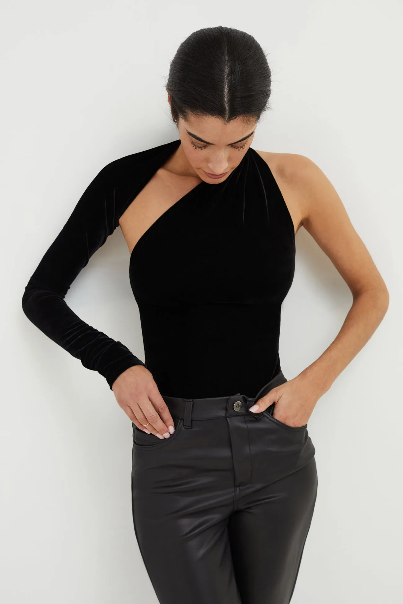 Manhattan Velvet One Shoulder Top