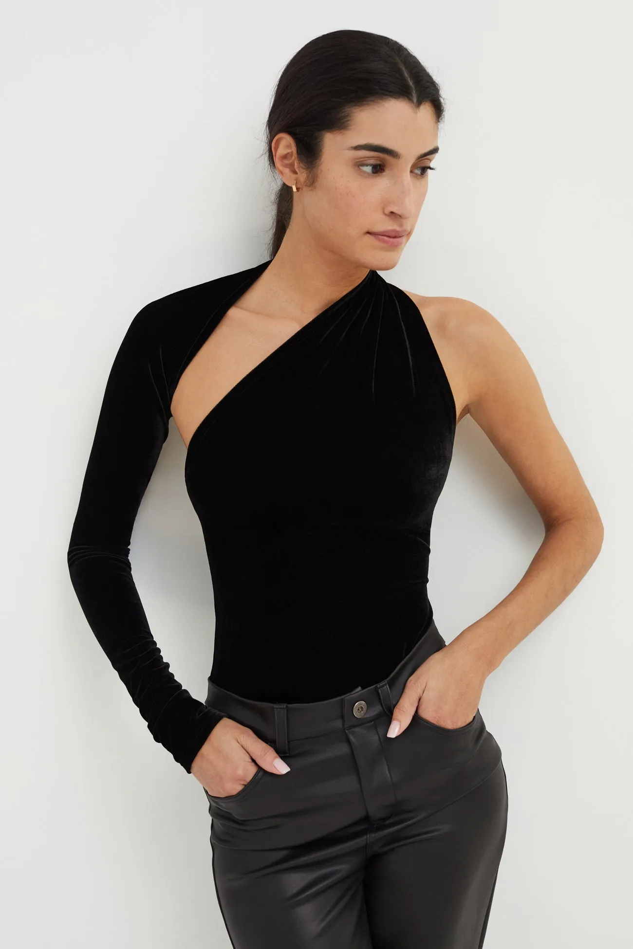 Manhattan Velvet One Shoulder Top