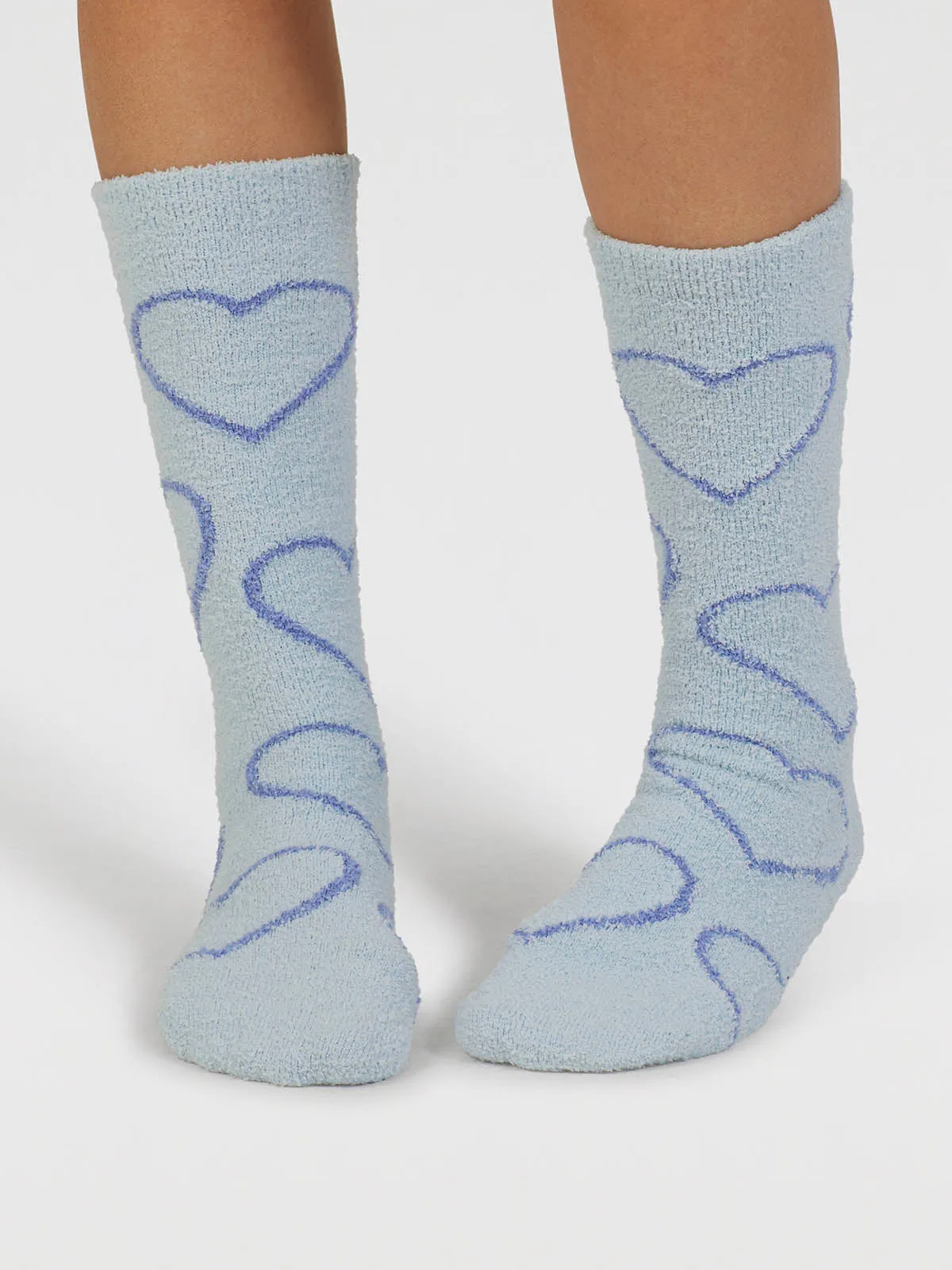 Marjorie Fluffy Slipper Socks - Chambray Blue