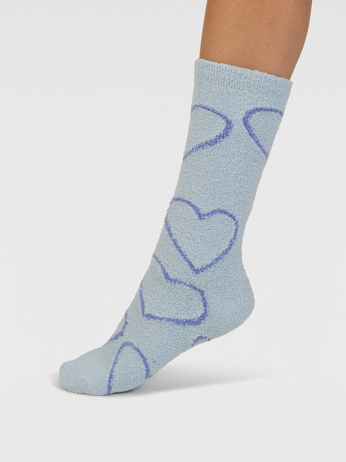 Marjorie Fluffy Slipper Socks - Chambray Blue