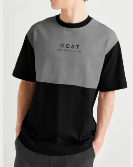 Men Oversized GOAT Printed Black Dark Grey T-shirt