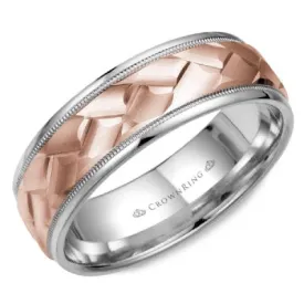 Men's White and Rose Gold Wedding Band