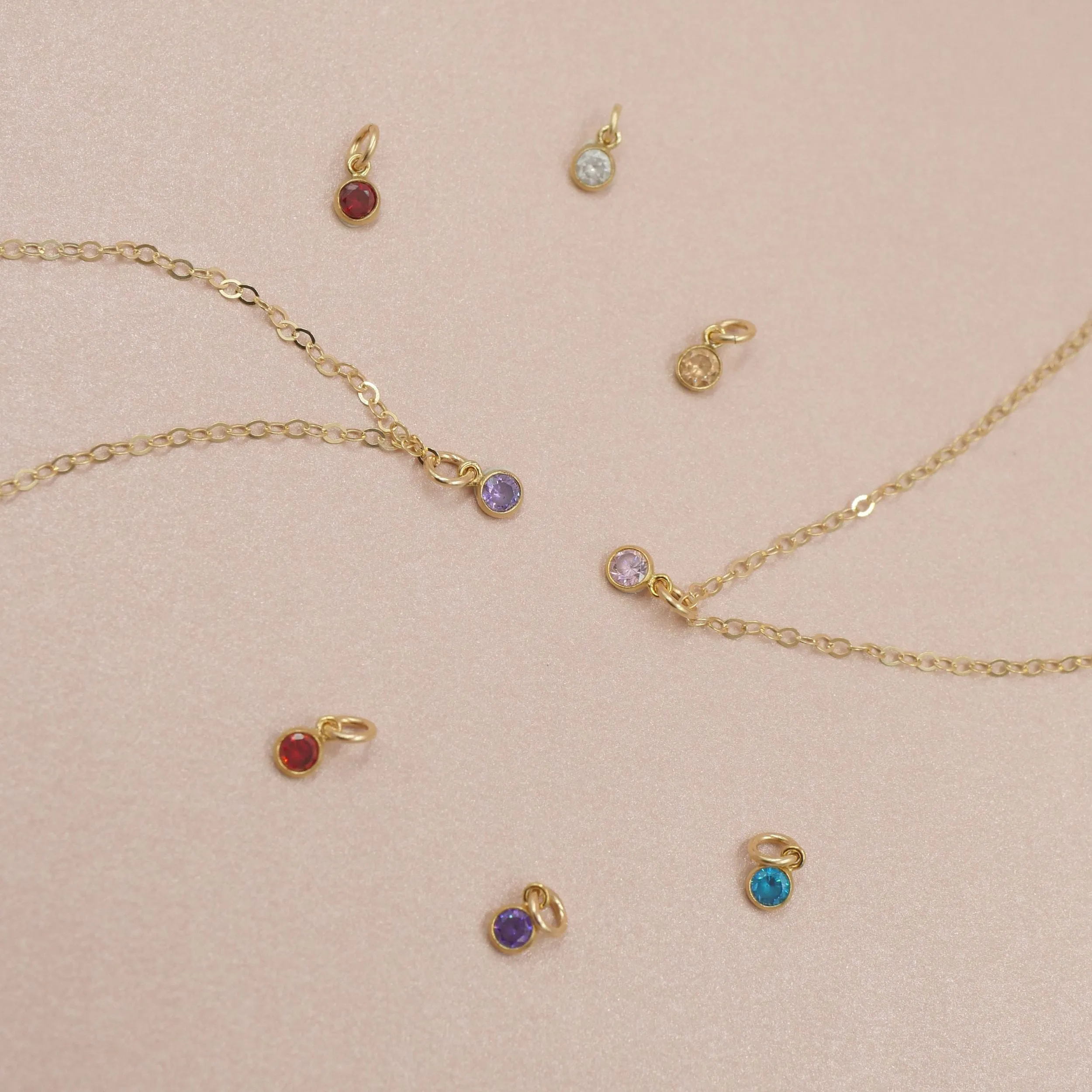 Mini Gold Birthstone Charm Necklace