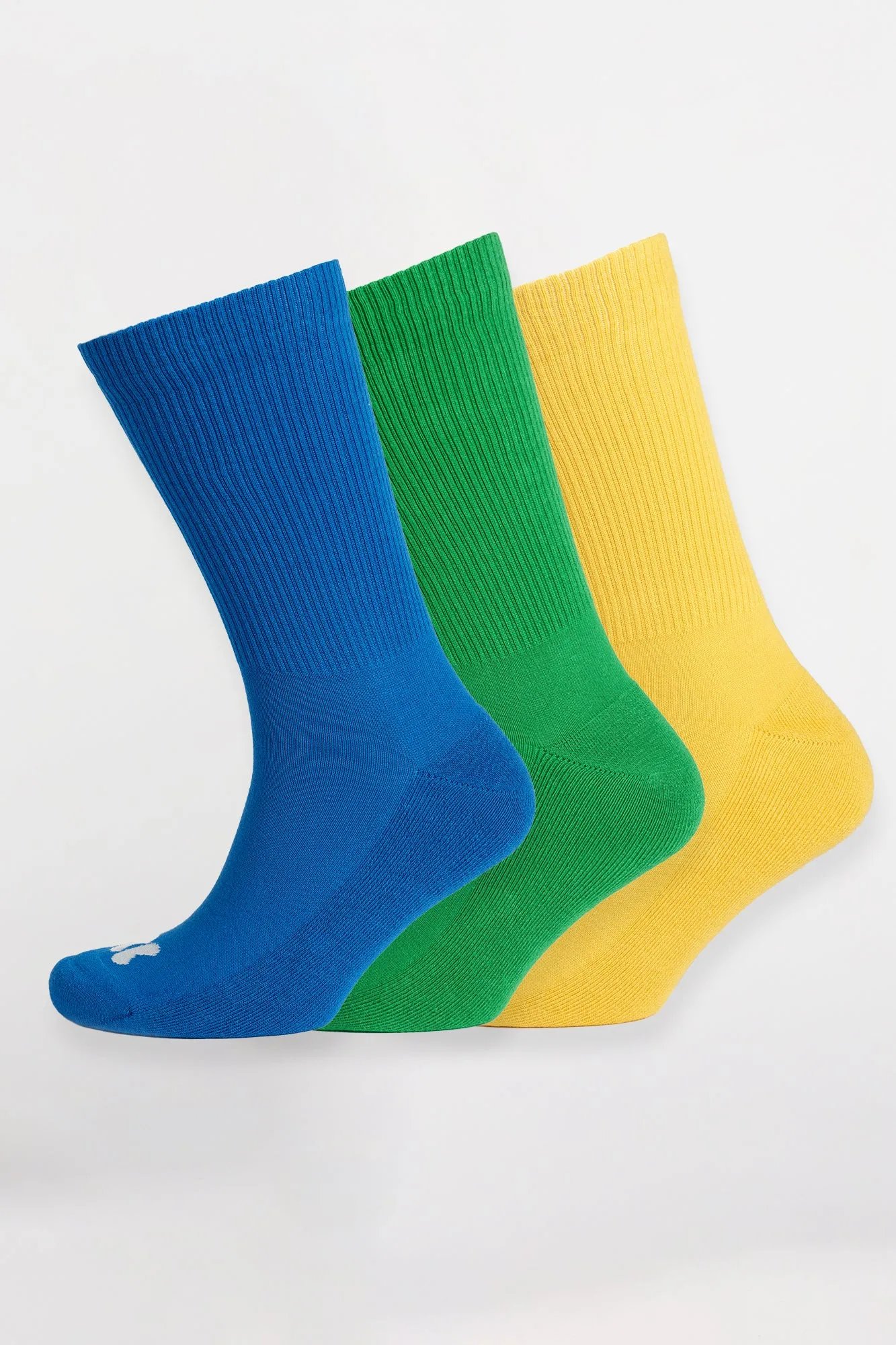 Mixed Colour Sports Calf Socks 3 Pack - Cobalt/Apple/Canary