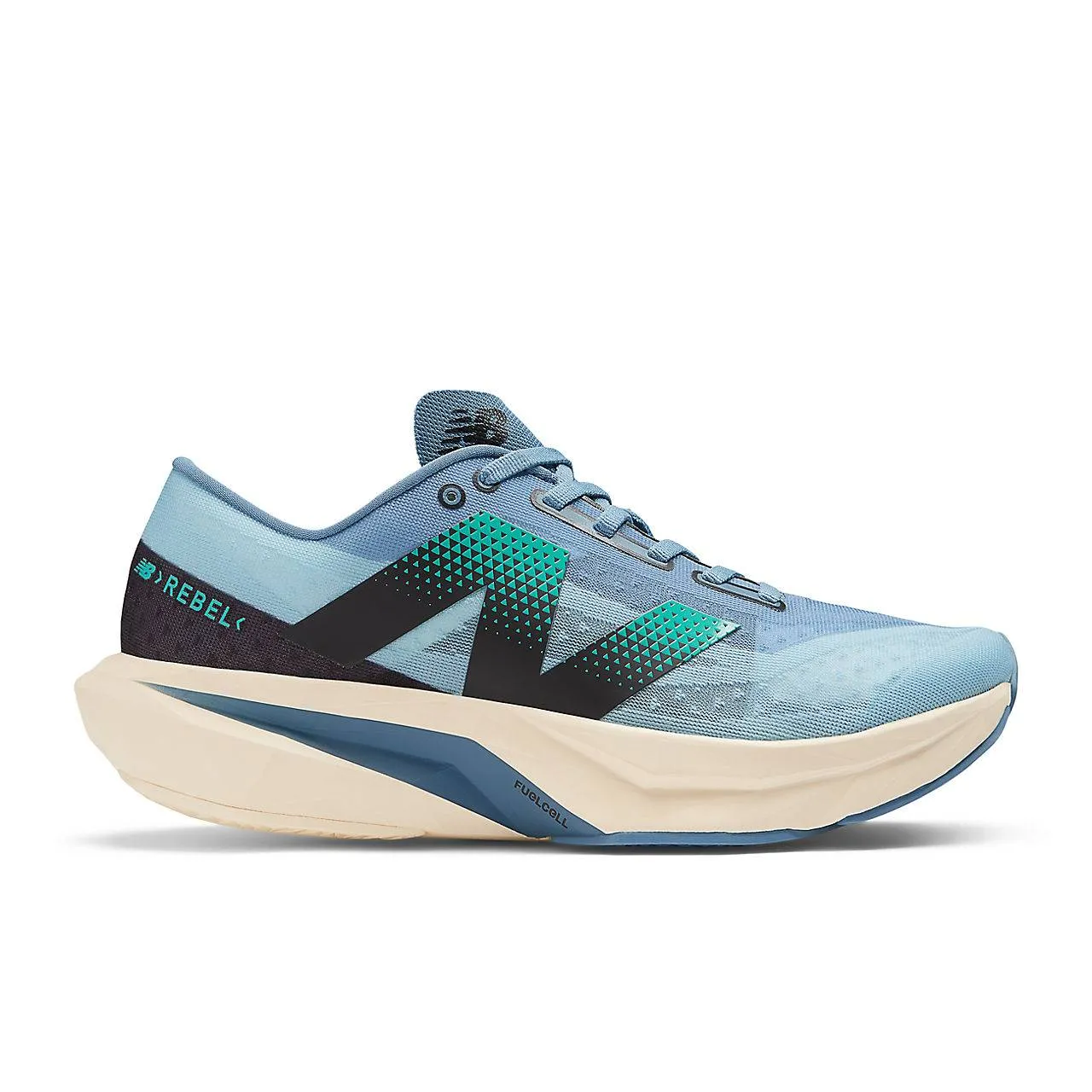 New Balance FuelCell Rebel v4 (Mens) - Heron Blue with Chrome Blue and Black