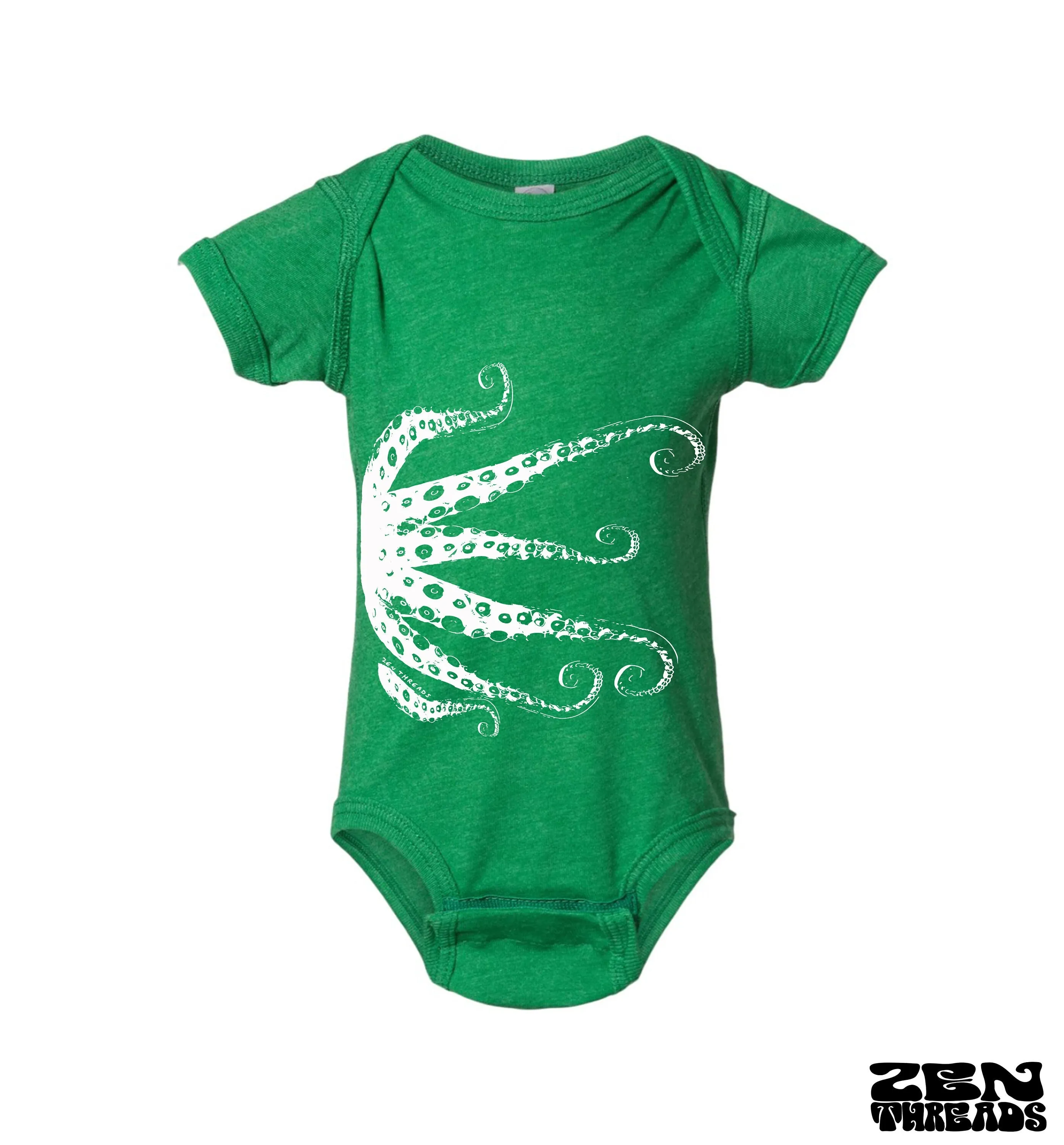 Octopus Baby One-Piece Tentacles Eco-Printed Infant Jumper | 100% Cotton, Flatlock Seams, Reinforced Snap Closure