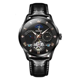 Olevs Automatic Tourbillon Skeleton Mechanical Movement Luminous Fashion High Quality Watch for Men