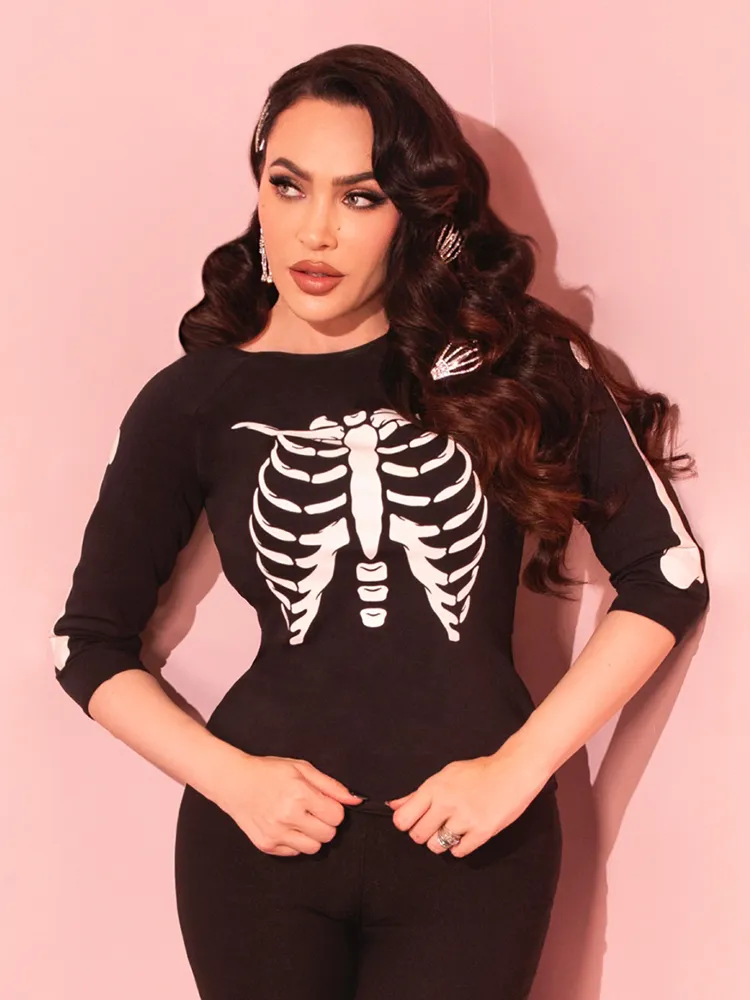 PRE-ORDER - Wild Ways Top in Glow in the Dark Skeleton Print - Vixen by Micheline Pitt