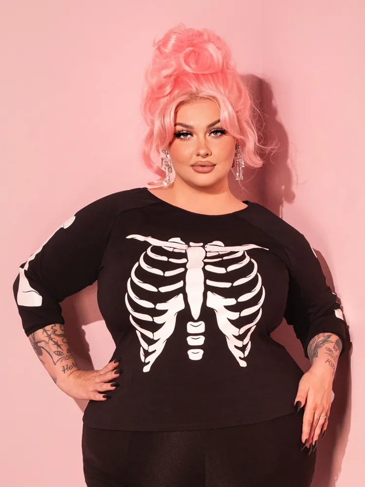 PRE-ORDER - Wild Ways Top in Glow in the Dark Skeleton Print - Vixen by Micheline Pitt