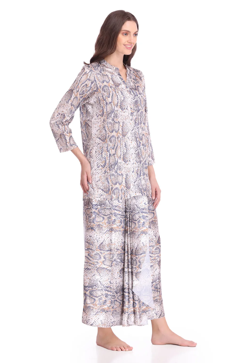 Printed Satin Lungi Kurta