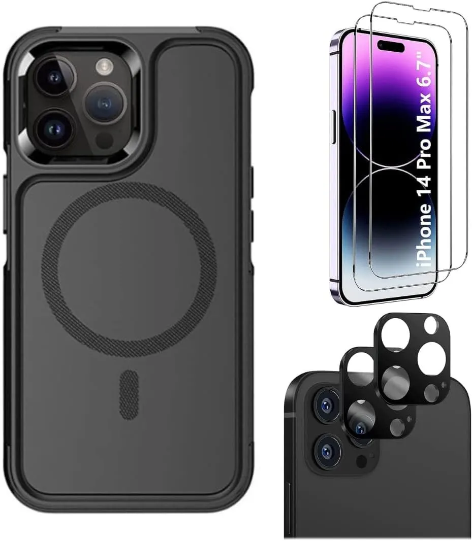 Protection Kit Bundle: Armor Series Hard Shell Case with Tempered Glass Screen and Camera Protector - iPhone 14 Pro Max