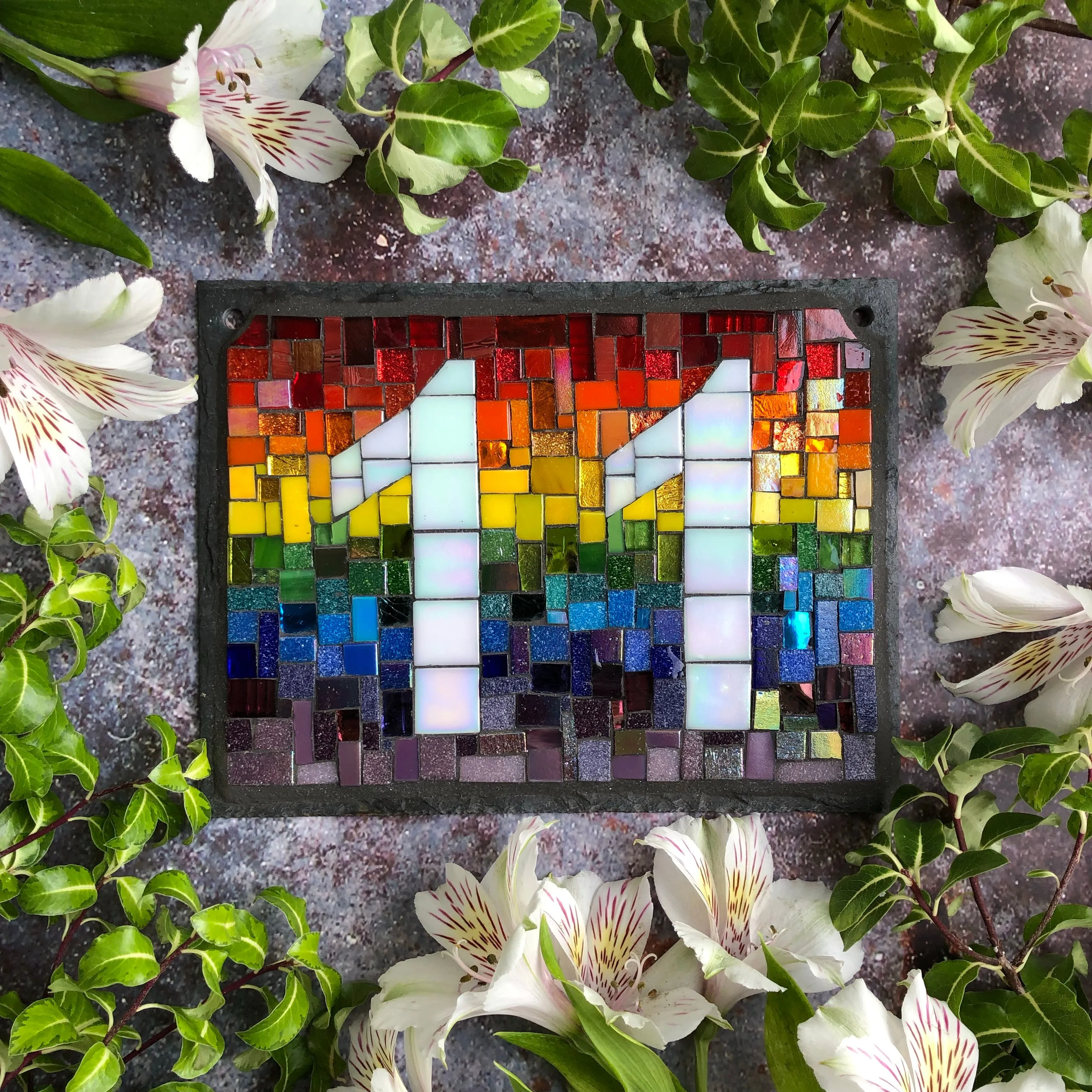 Rainbow mosaic house number