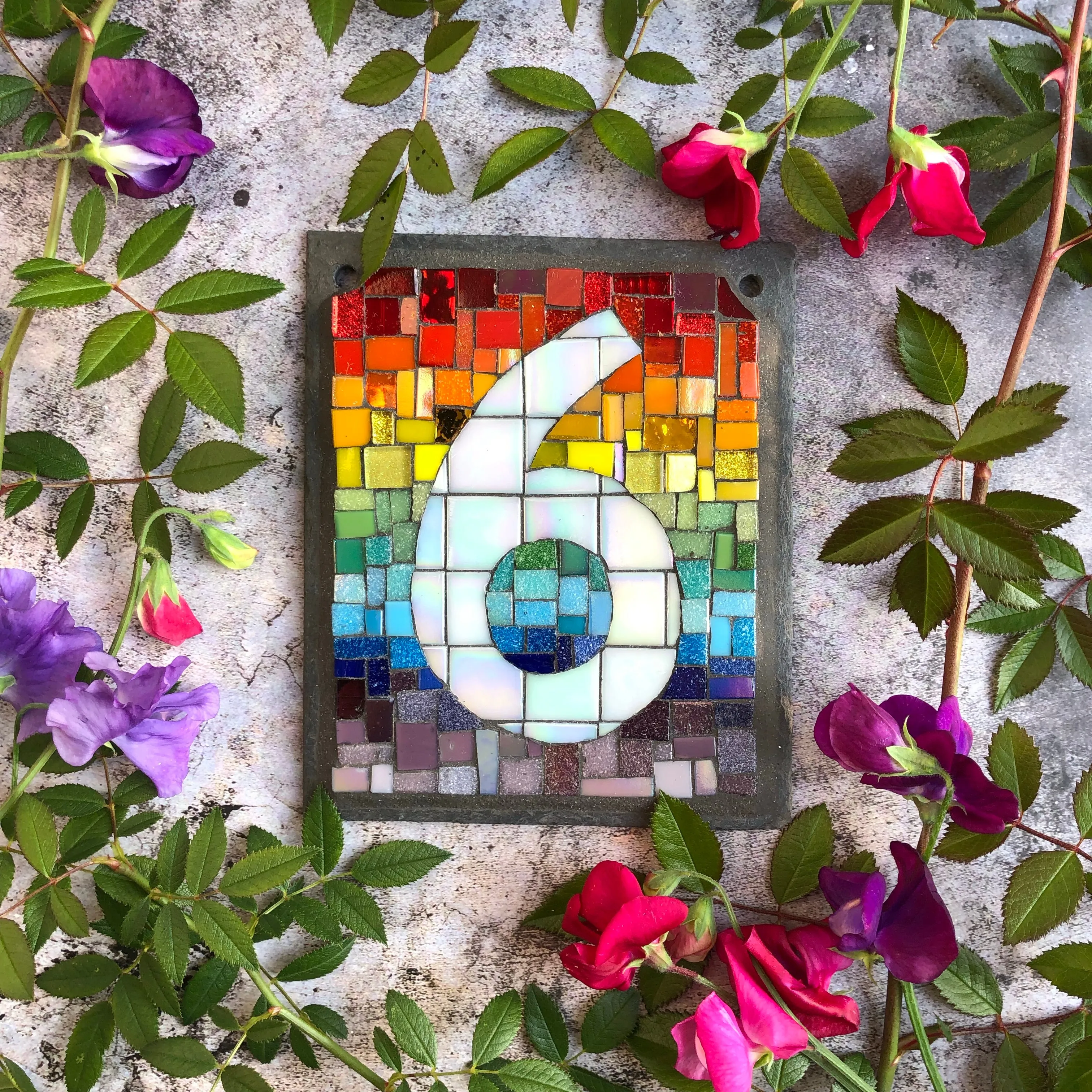 Rainbow mosaic house number